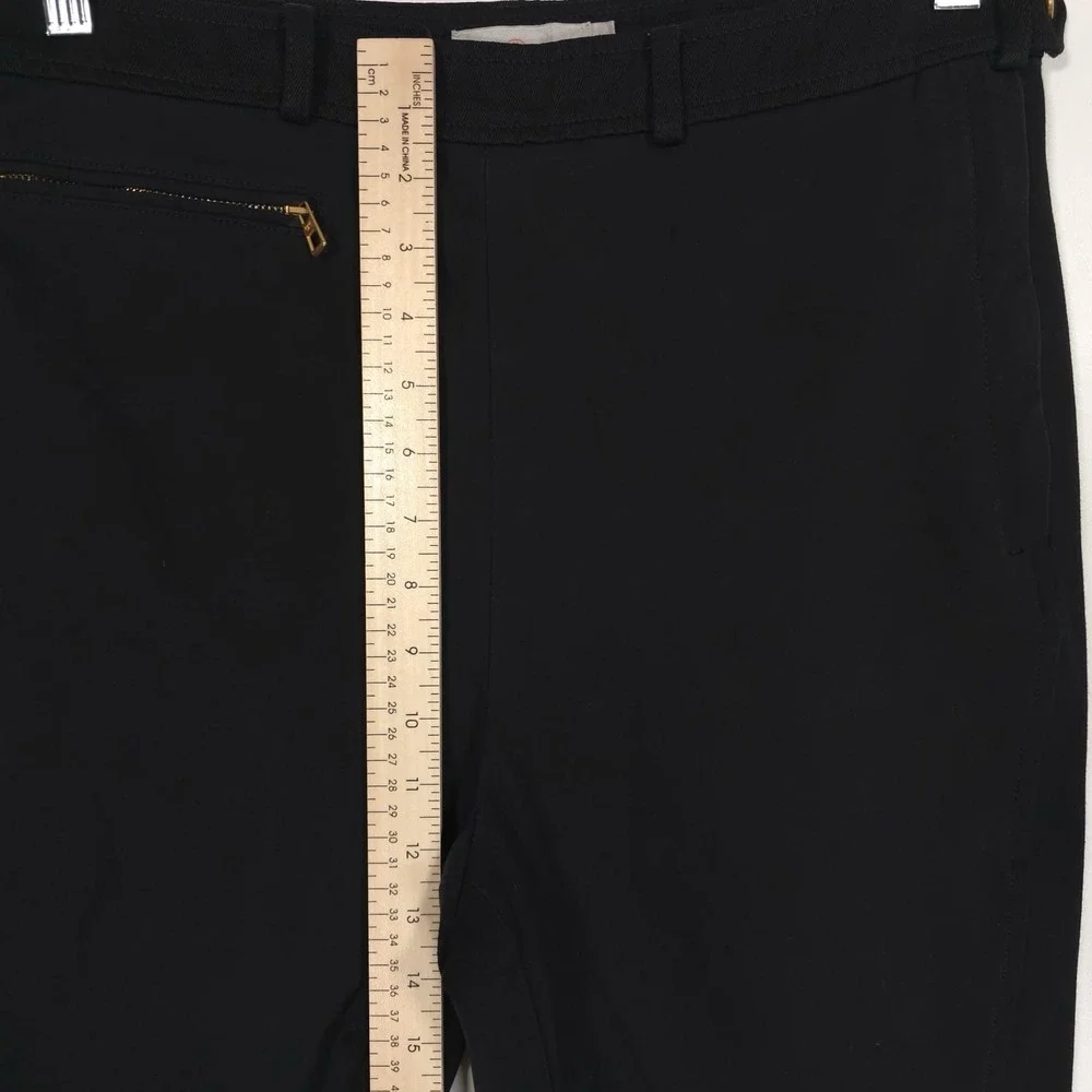 TORY BURCH Women's Dress Pants Size 10 Stretch Cotton Ankle Zip Black 1210-74820